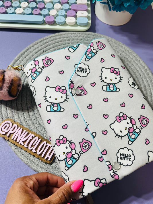 Handmade A5 Kitty Gray hearts Planner Wallet Cover
