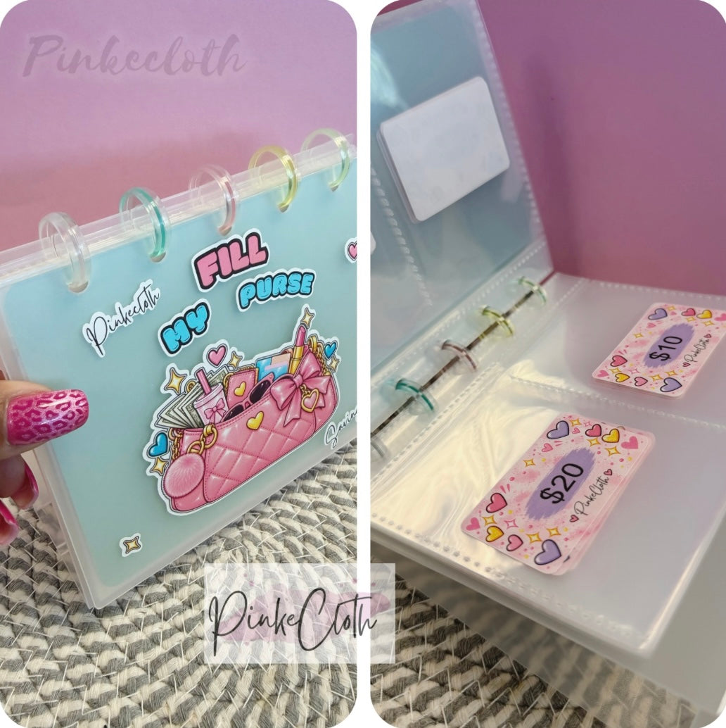 Fill My Purse Pocket Savings Challenge Binder | Kawaii Cash Savings Challenge