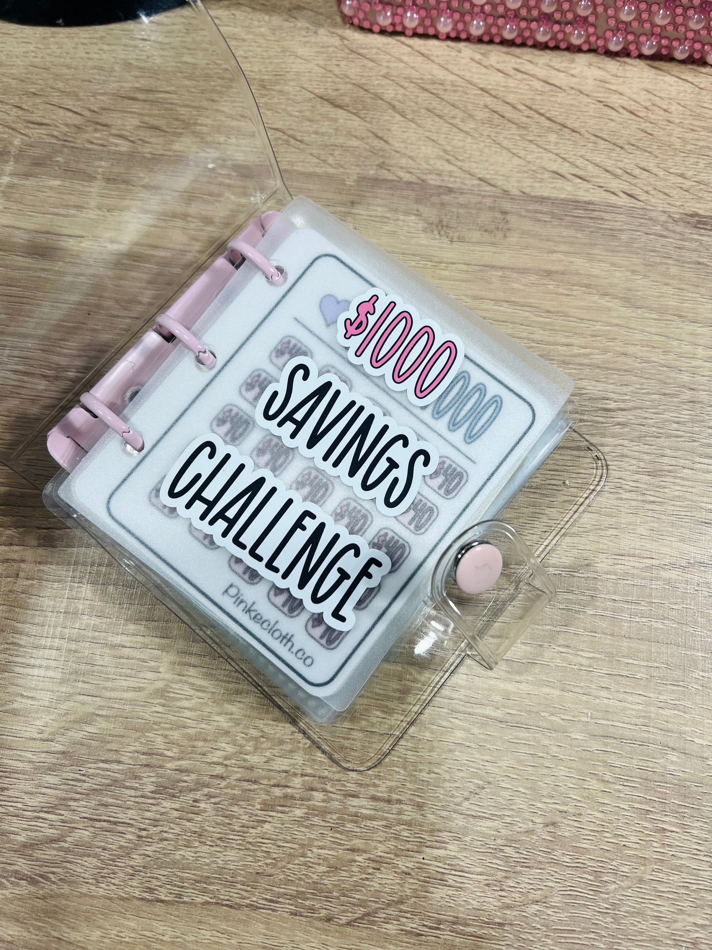 Pink Reusable $1000 Savings Challenge Binder