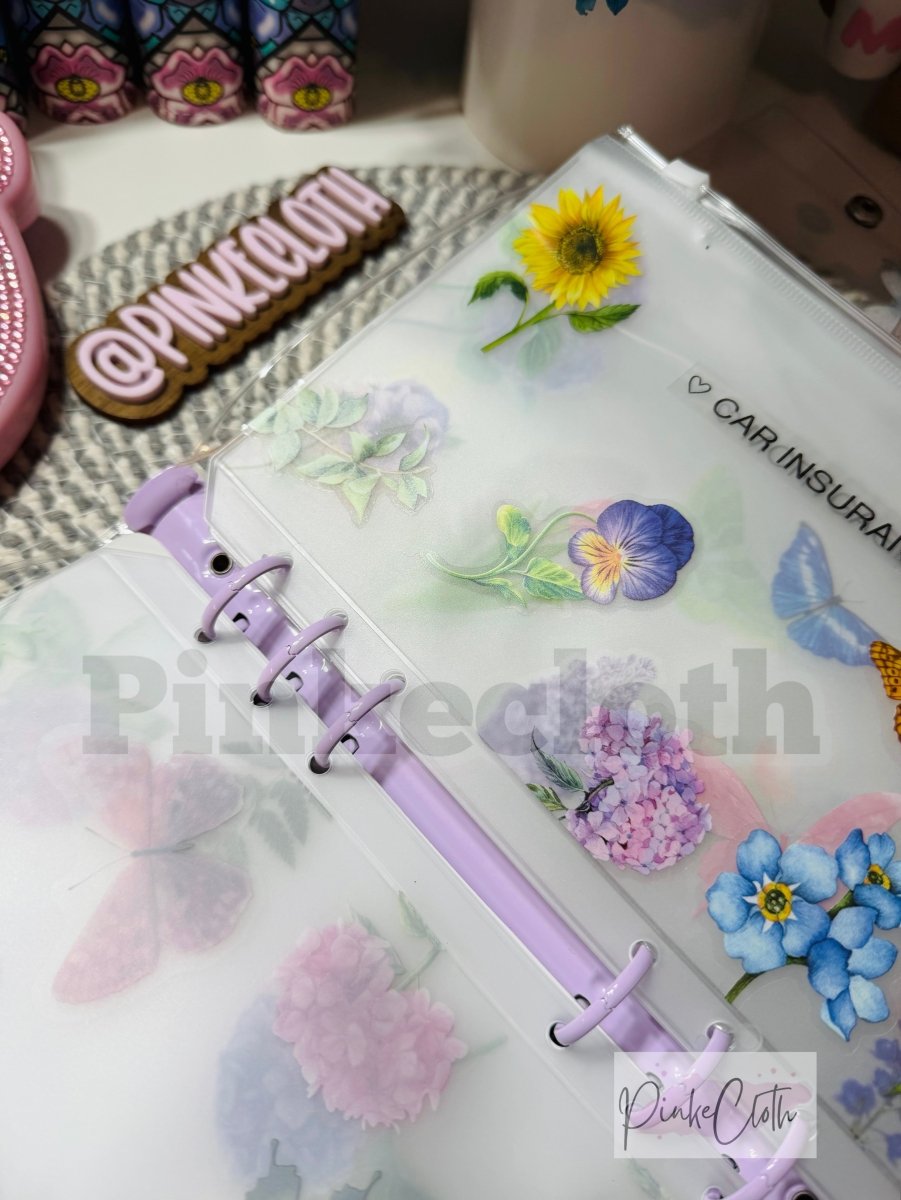 A5 Pink or Lavendar CUSTOM ONE MONTH AHEAD BILLS BINDER - PinkeCloth