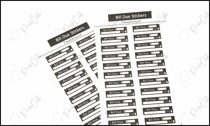 Bill Due Budget Stickers | Minimalist Planner Pay Bills Debt 22 Count