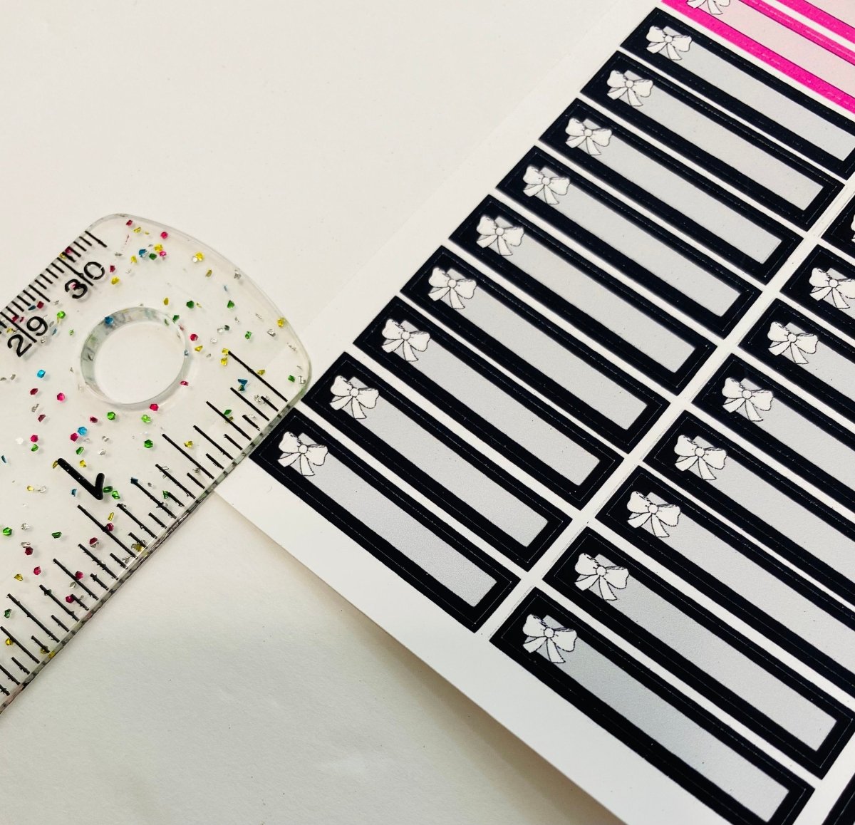 Bow Box Label stickers | multi colored planner stickers | Pink | Black | Expense tracking | Budget stickers | 38 count | Labels - PinkeCloth