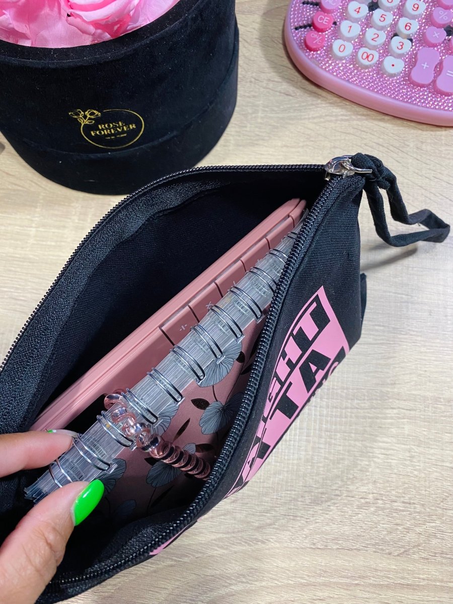 GOLD Straight Outta Cash DEBT BLACK Zipper Pouch - PinkeCloth