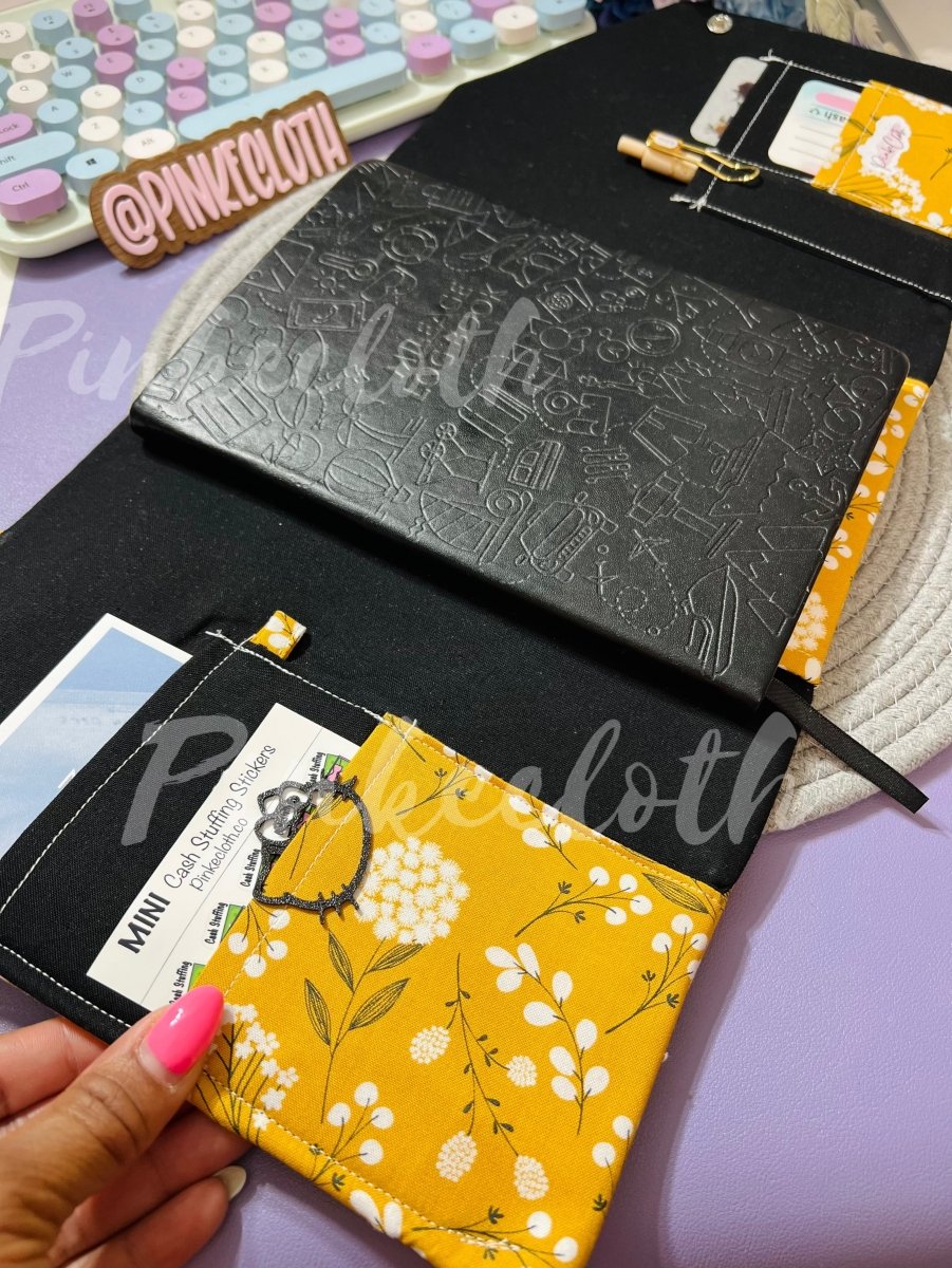 Handmade A5 Mustard Birch Planner Wallet Cover - PinkeCloth
