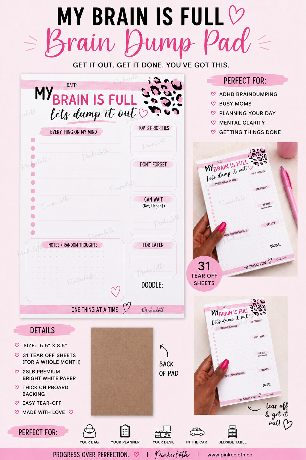 My Brain Is Full Brain Dump Pad | ADHD Notepad for Women | Brain Dump Planner | Productivity Pad | To Do List Notepad | Mental Clarity Planner