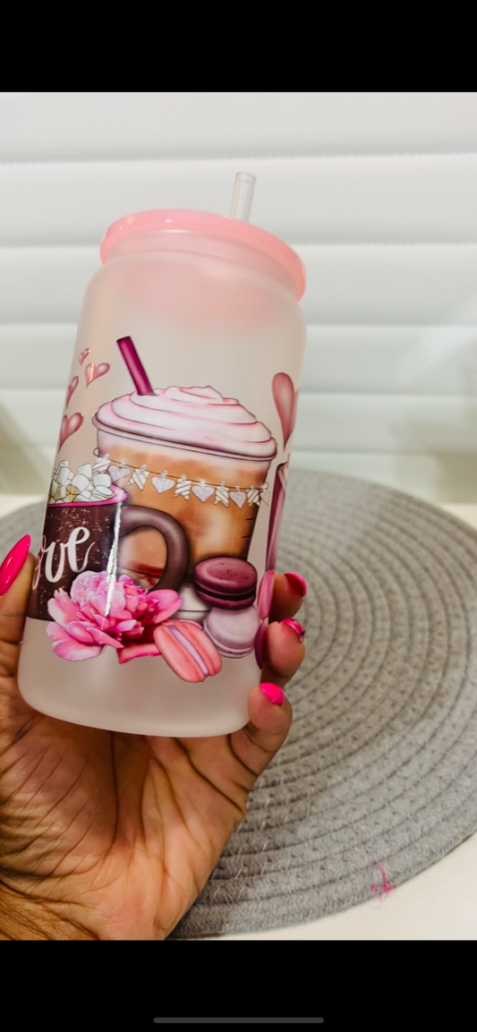 16oz Macroons, CoCoa and  Coffee Cup |Cup with Bling Lid - Dual-Use as Stylish Beverage Cup