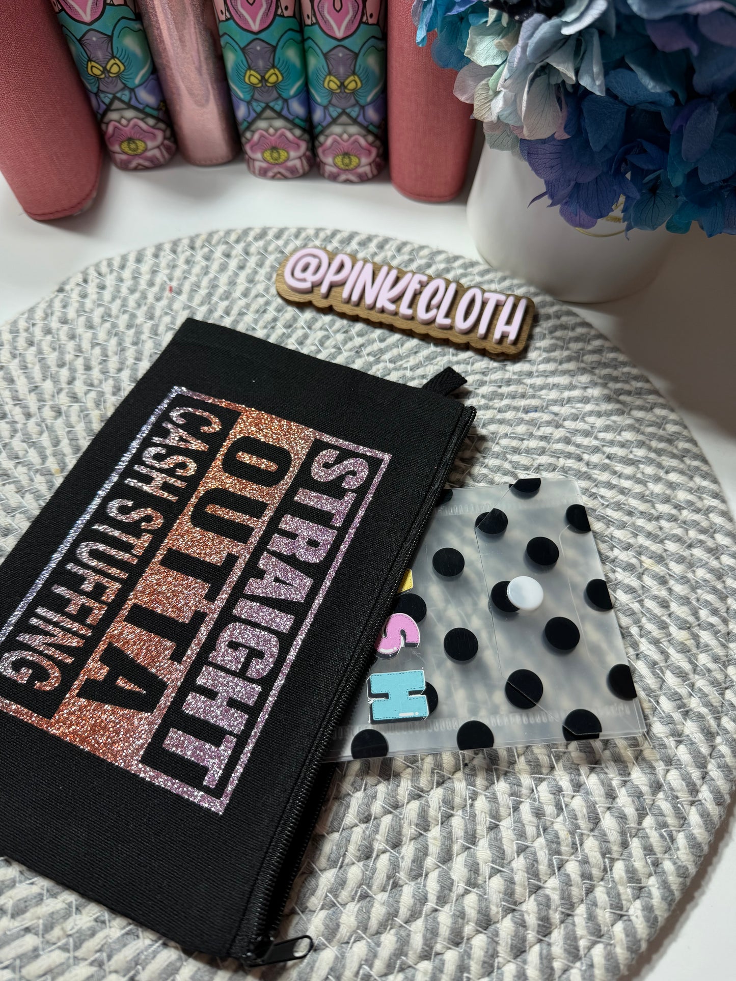 Small Straight Outta Cash Stuffing BLACK Zipper Pouch