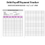 Debt Payoff Payment Tracker | Budget Planner Pdf 2 Page Printable Calendar Monthly 8.5 X 11