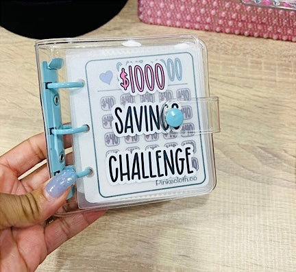 Blue Reusable $1000 Savings Challenge Binder Book