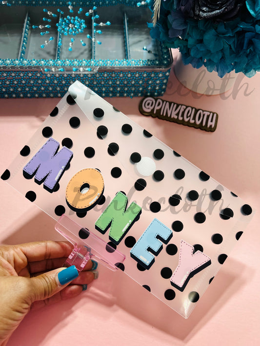 velcro closure pinkecoth polka dot money envelope for cash stuffing