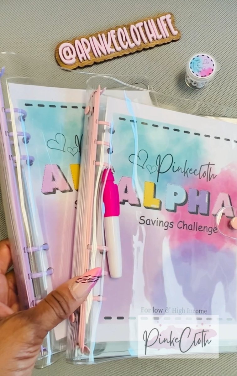 A5 ALPHA Savings Challenge Binder - PinkeCloth