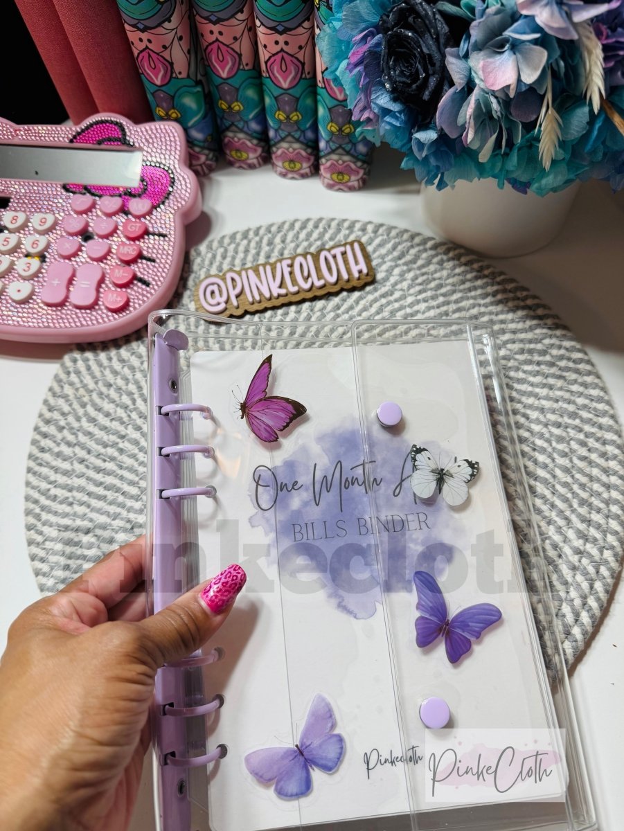 A5 Pink or Lavendar CUSTOM ONE MONTH AHEAD BILLS BINDER - PinkeCloth