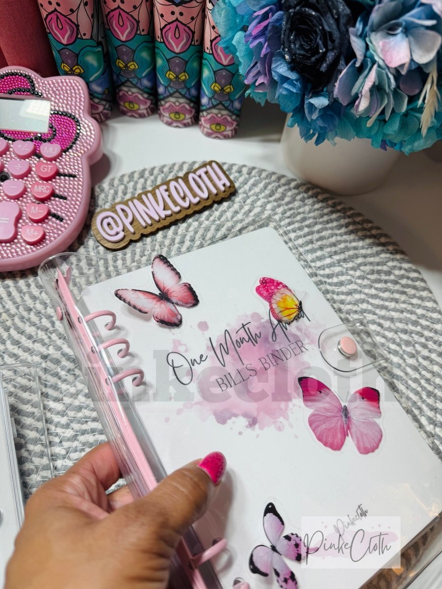A5 Pink or Lavendar CUSTOM ONE MONTH AHEAD BILLS BINDER - PinkeCloth