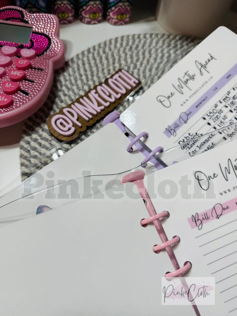 A5 Pink or Lavendar CUSTOM ONE MONTH AHEAD BILLS BINDER - PinkeCloth
