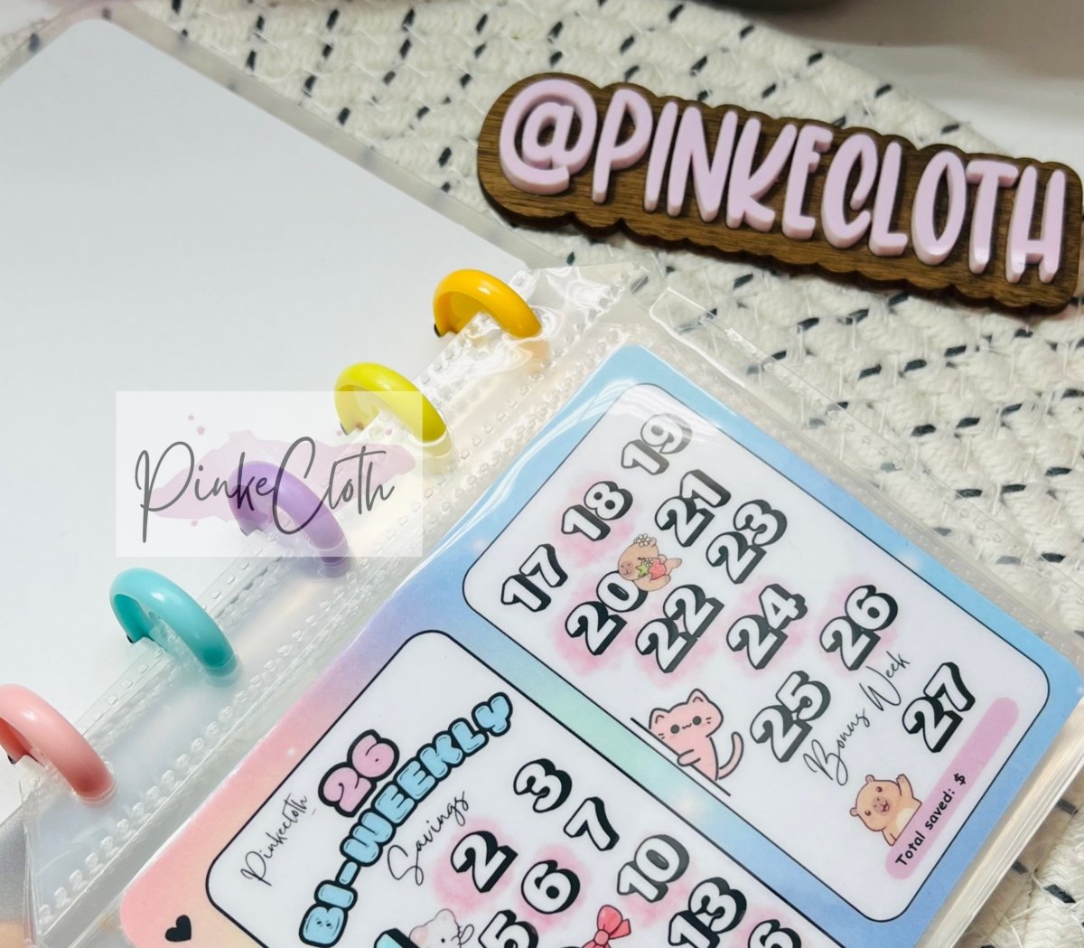 Available at 7:00pm ❤️ NEW REUSABLE 26 Bi - weekly Savings Challenge Discbound Binder - PinkeCloth