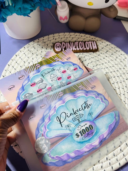 Beach Edition : Save $1000 A5 Savings Challenge (bonus scratcher - PinkeCloth