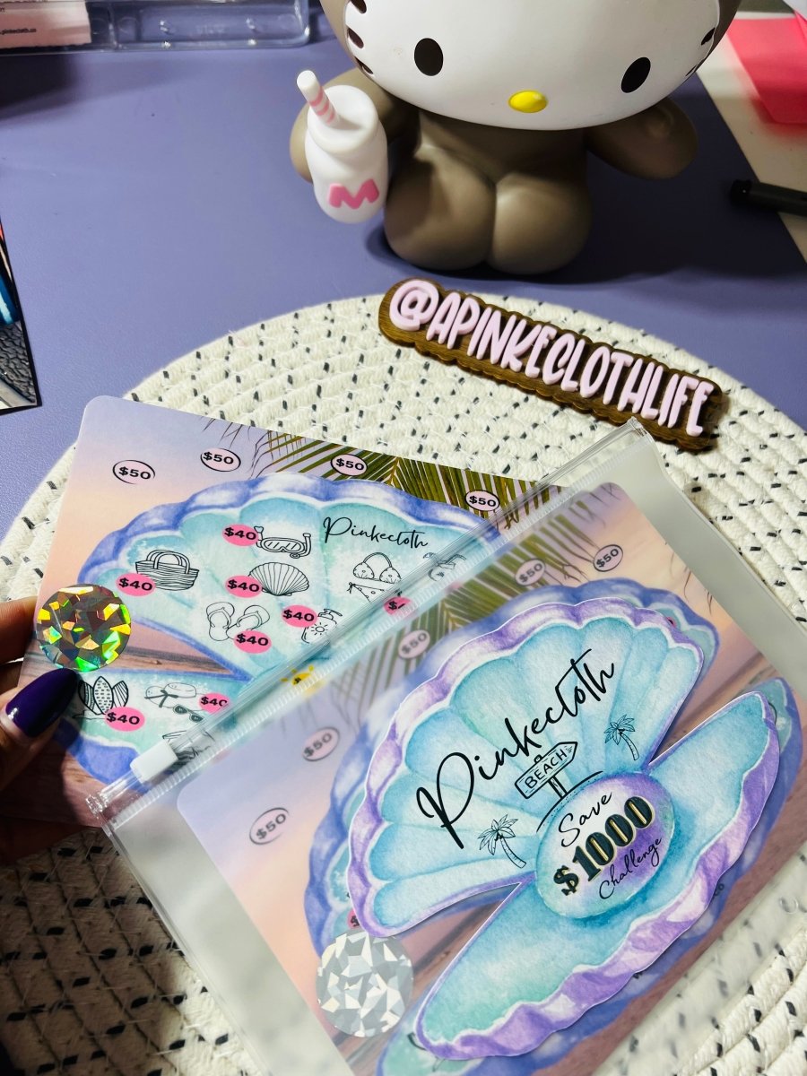 Beach Edition : Save $1000 A5 Savings Challenge (bonus scratcher - PinkeCloth