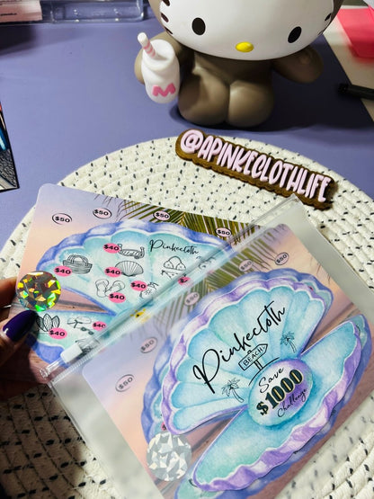 Beach Edition : Save $1000 A5 Savings Challenge (bonus scratcher - PinkeCloth