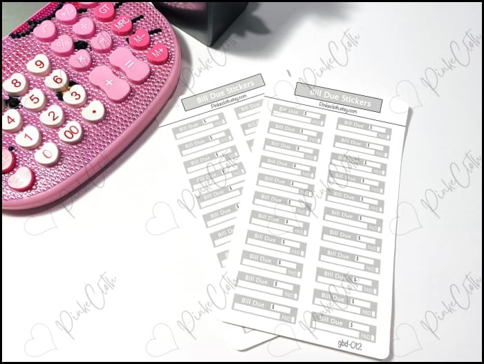 Bill Due Gray Budget Stickers | Minimalist Planner Pay Bills Debt 22 Count