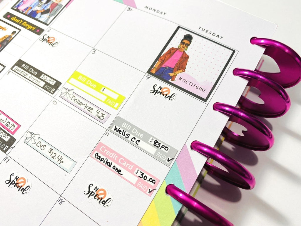 Bill Due Gray Budget stickers | minimalist planner stickers | pay bills | pay debt stickers | 22 count - PinkeCloth