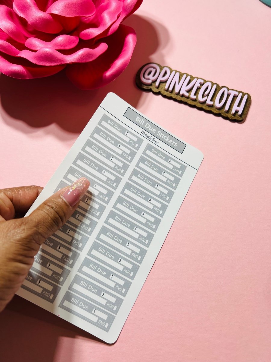 Bill Due Gray Budget stickers | minimalist planner stickers | pay bills | pay debt stickers | 22 count - PinkeCloth