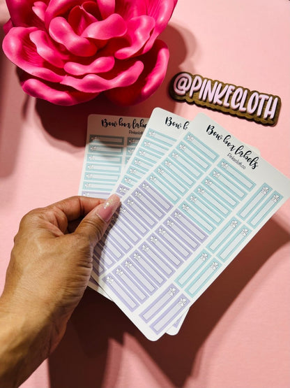 Bow Box Label stickers | multi colored planner stickers | Blue | Purple | Expense tracking | Budget stickers | 38 count | Labels - PinkeCloth