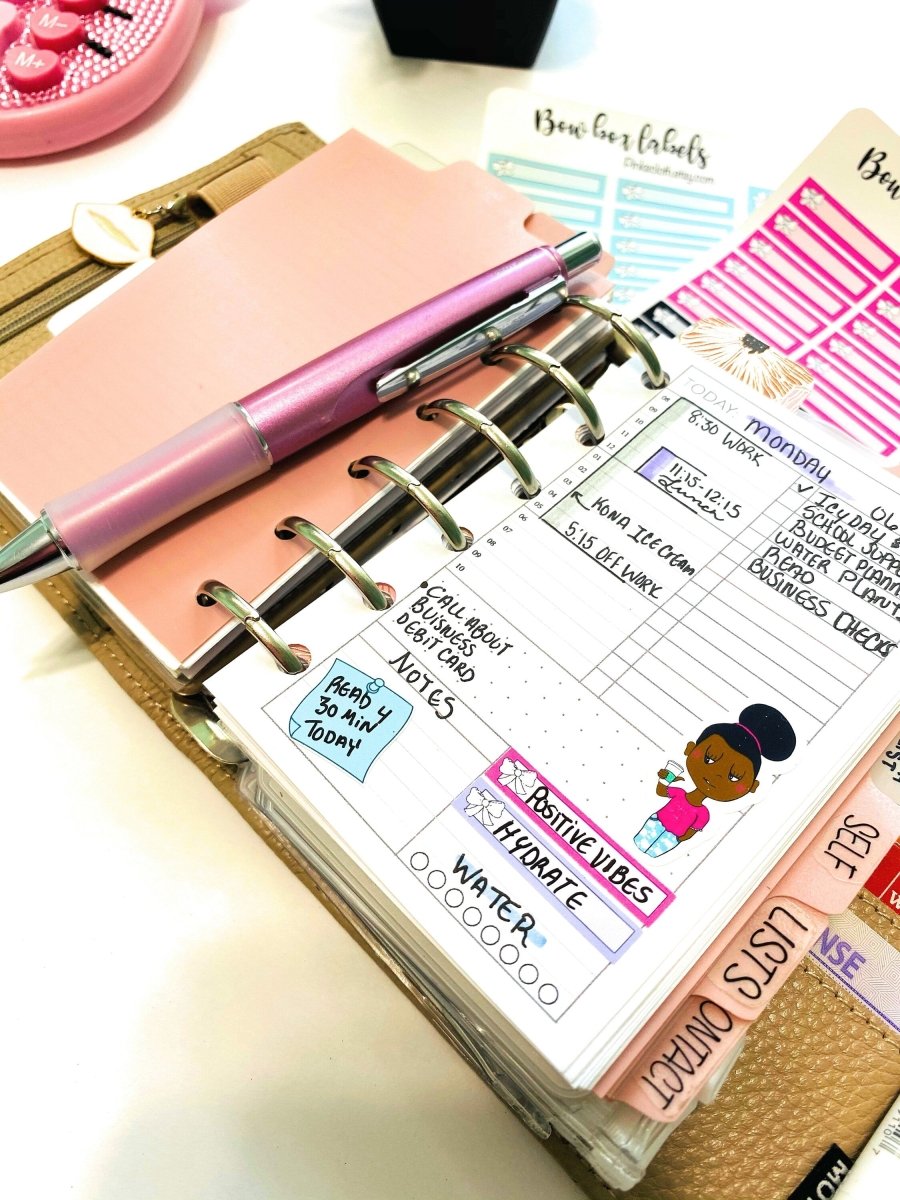 Bow Box Label stickers | multi colored planner stickers | Pink | Black | Expense tracking | Budget stickers | 38 count | Labels - PinkeCloth