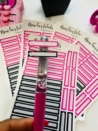 Bow Box Label stickers | multi colored planner stickers | Pink | Black | Expense tracking | Budget stickers | 38 count | Labels - PinkeCloth