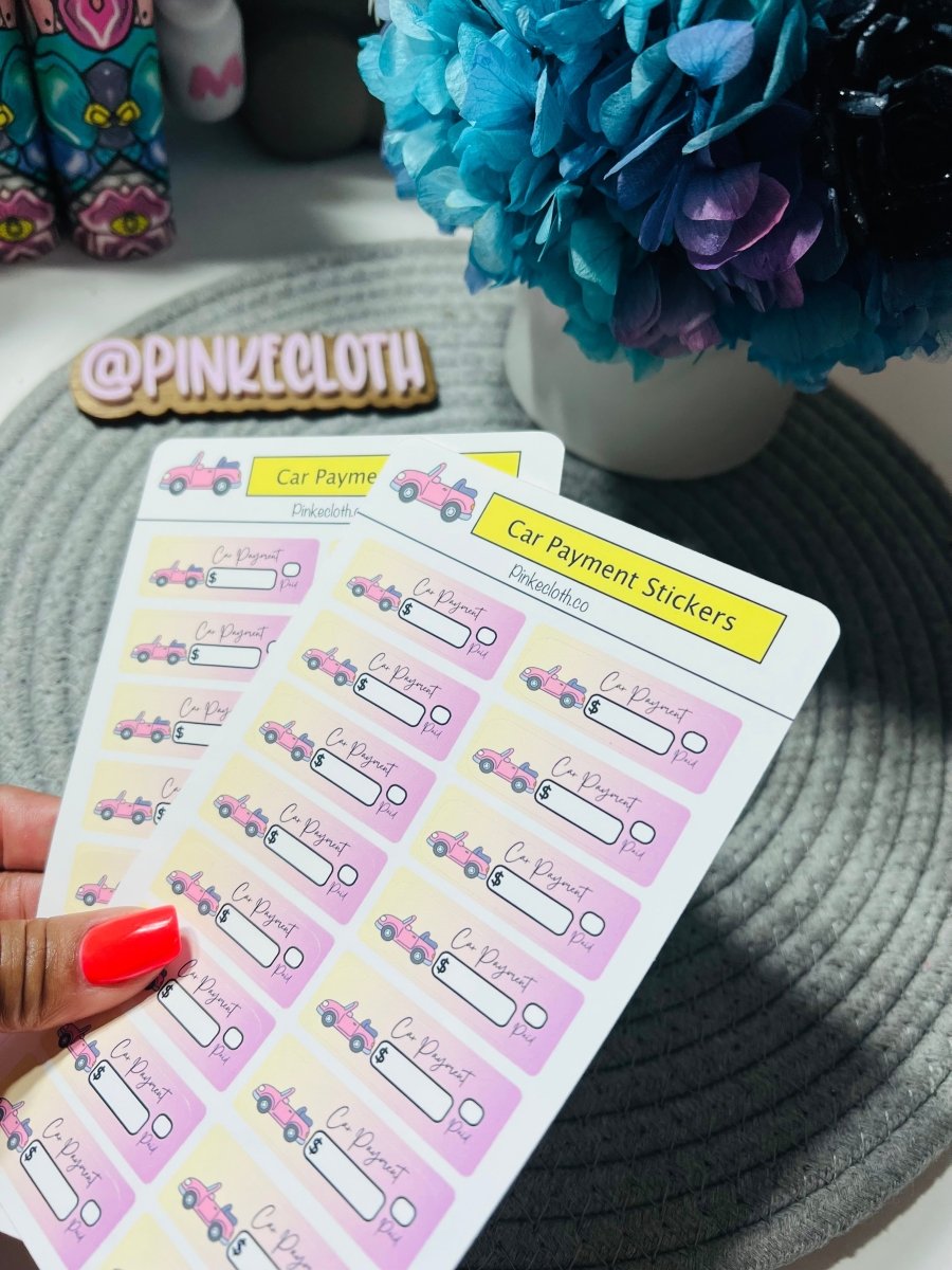 Car Payment Due Stickers 16ct - PinkeCloth