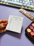 Cash Breakdown Teller Post - it - Notes | 50 ct | Teller Slips | - PinkeCloth
