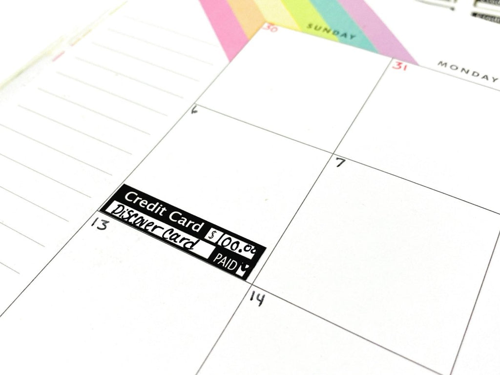 Credit Card Due Budget stickers | minimalist planner stickers | pay Credit Card | pay debt stickers | 22 count | Matte stickers - PinkeCloth