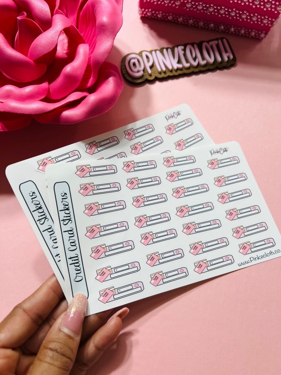 Credit Card Due OVAL Budget stickers | 22 count | Matte stickers - PinkeCloth