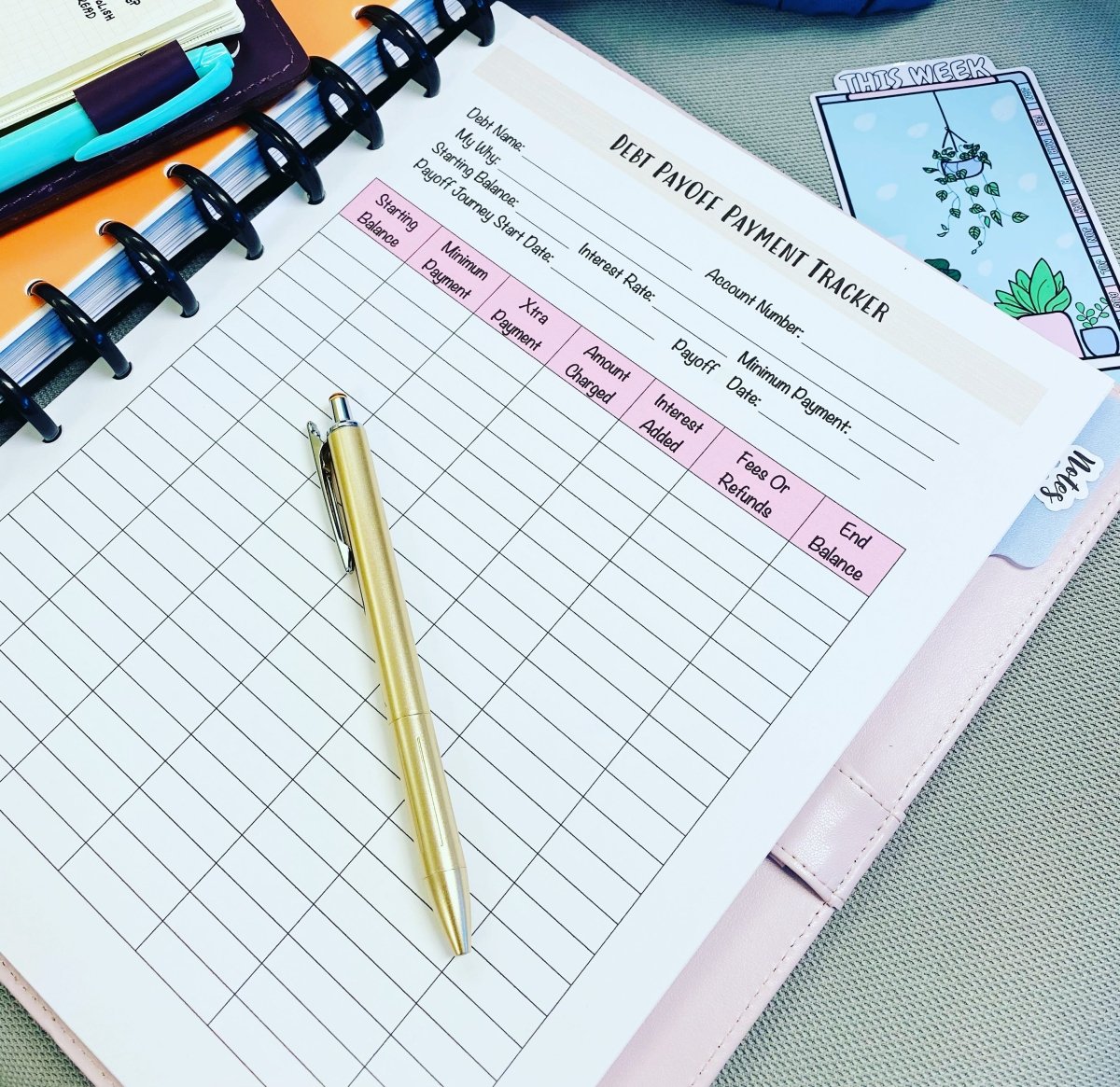 Debt Payoff Payment Tracker | Budget Planner PDF | 2 Page PRINTABLE Calendar | Monthly Planner | 8.5 x 11 | - PinkeCloth