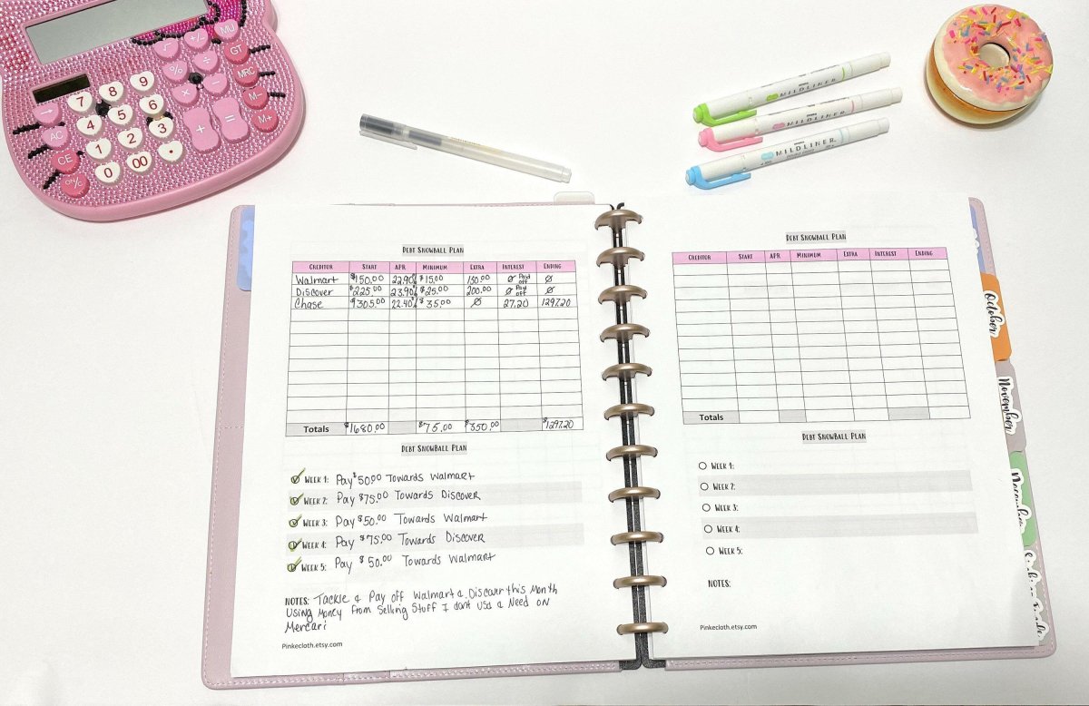 Debt Snowball Plan Budget Worksheet | Debt tracker PDF | Budget Insert | 8.5 x 11 | Happy Planner | INSTANT DOWNLOAD | Credit Card Tracker - PinkeCloth