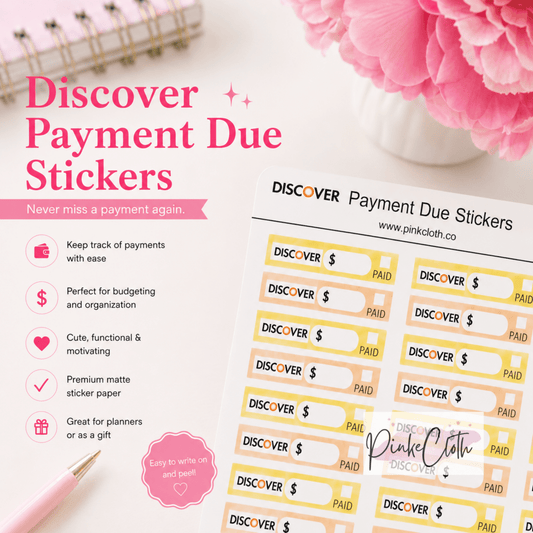 Discover Payment Due Stickers - Budget Planner Stickers 28 Count | PinkeCloth - PinkeCloth