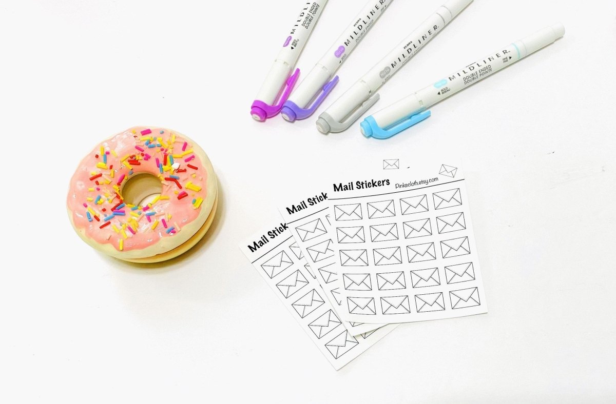 Envelope Mail planner stickers | Happy Mail | Email planner stickers | minimalist stickers | 20 Count - PinkeCloth