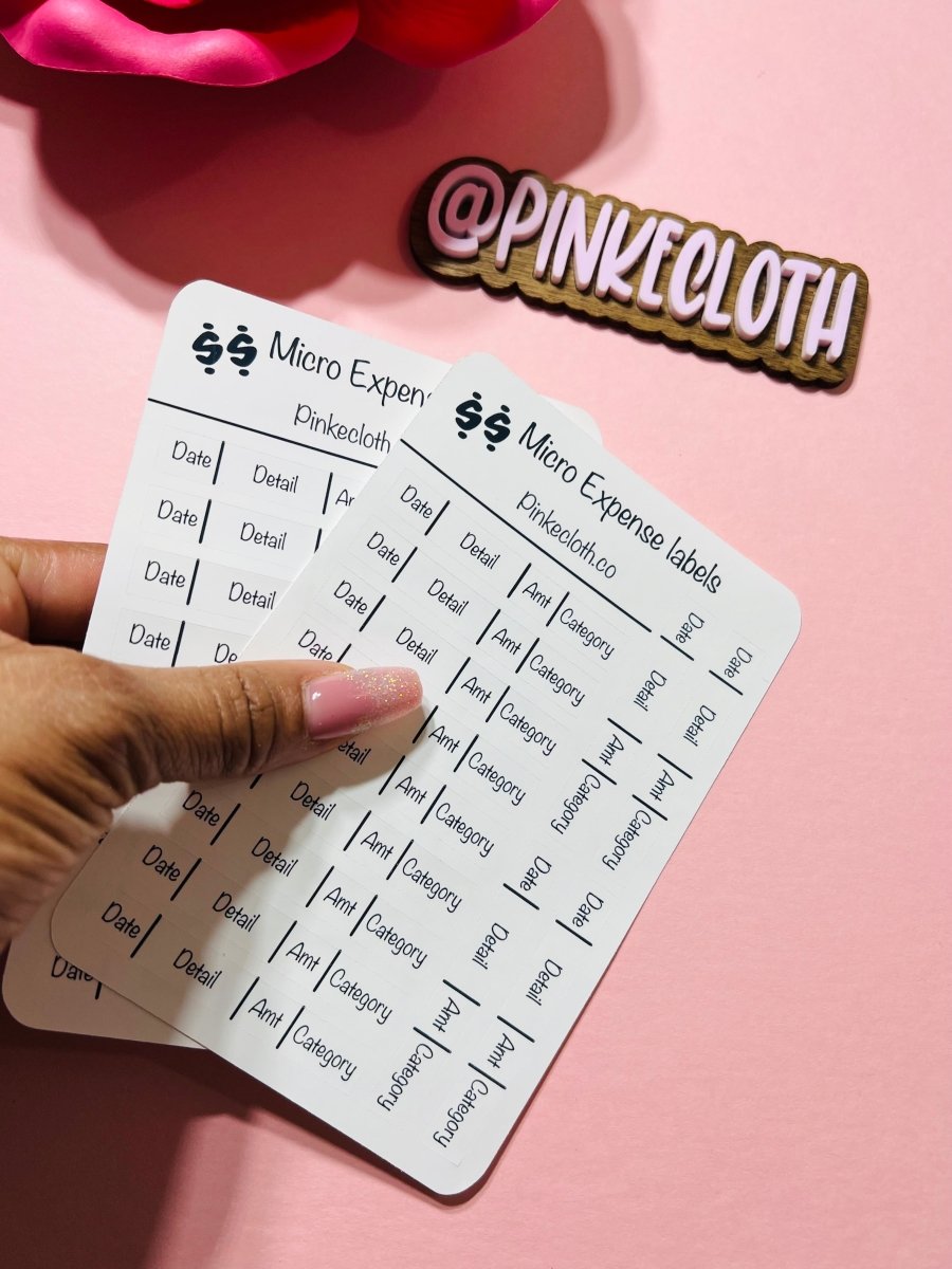 Expense Tracking Header Labels stickers | minimalist planner stickers | Micro Happy Notes | Budget stickers | 13 count | Matte stickers - PinkeCloth