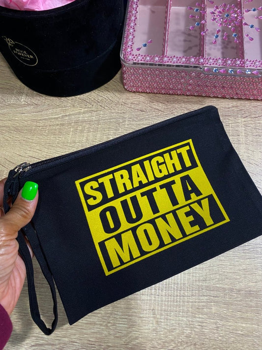 FLOCKED Straight Outta Money BLACK Zipper Pouch - PinkeCloth