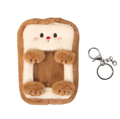 Fuzzy bear photo keychain - PinkeCloth