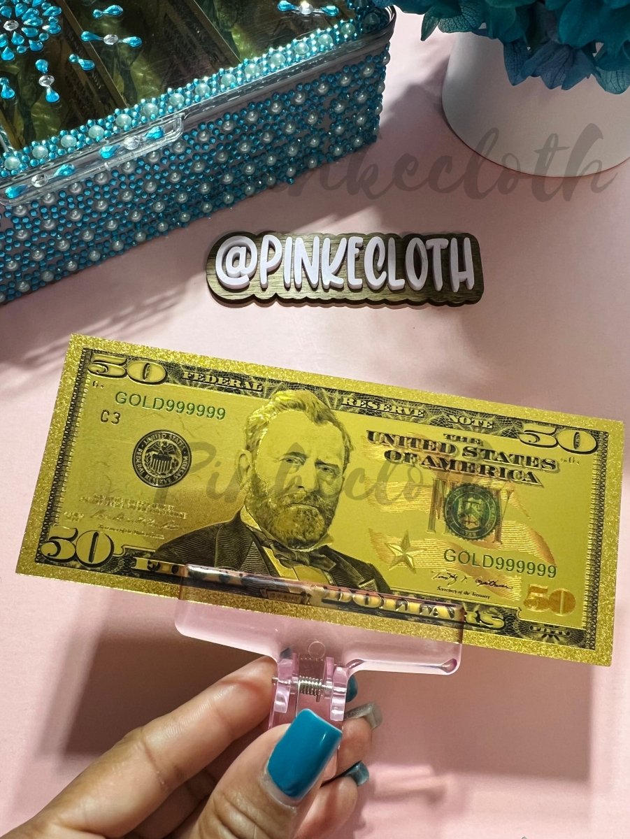 Gold $50 Prop Money Bill - PinkeCloth