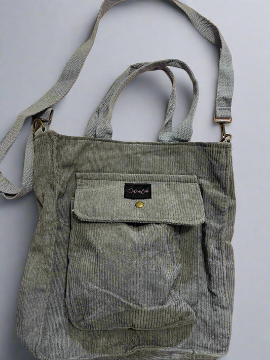 Gray Courduroy Budget Tote Bag • Imperfect • - PinkeCloth