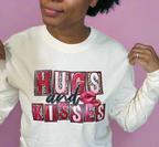 hugs and kisses valentines cute long sleeve shirt women girls unisex