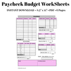 Paycheck Budget Worksheets | Planner Pdf Instant Download