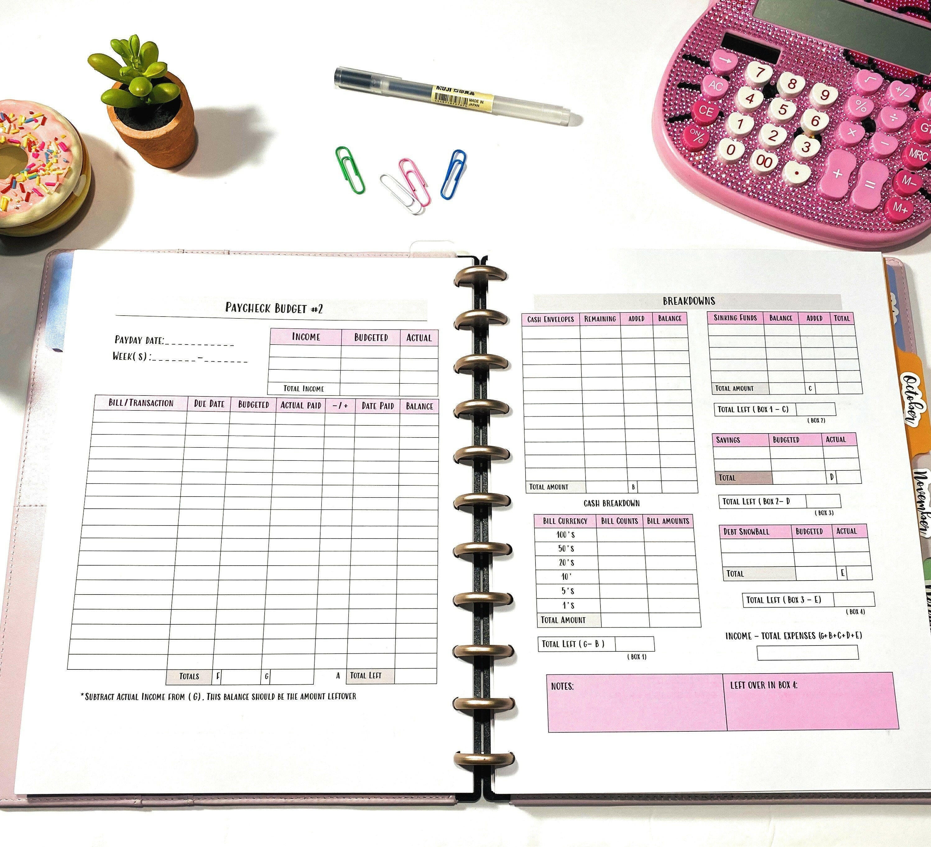 Paycheck Budget Worksheets | Planner Pdf Instant Download