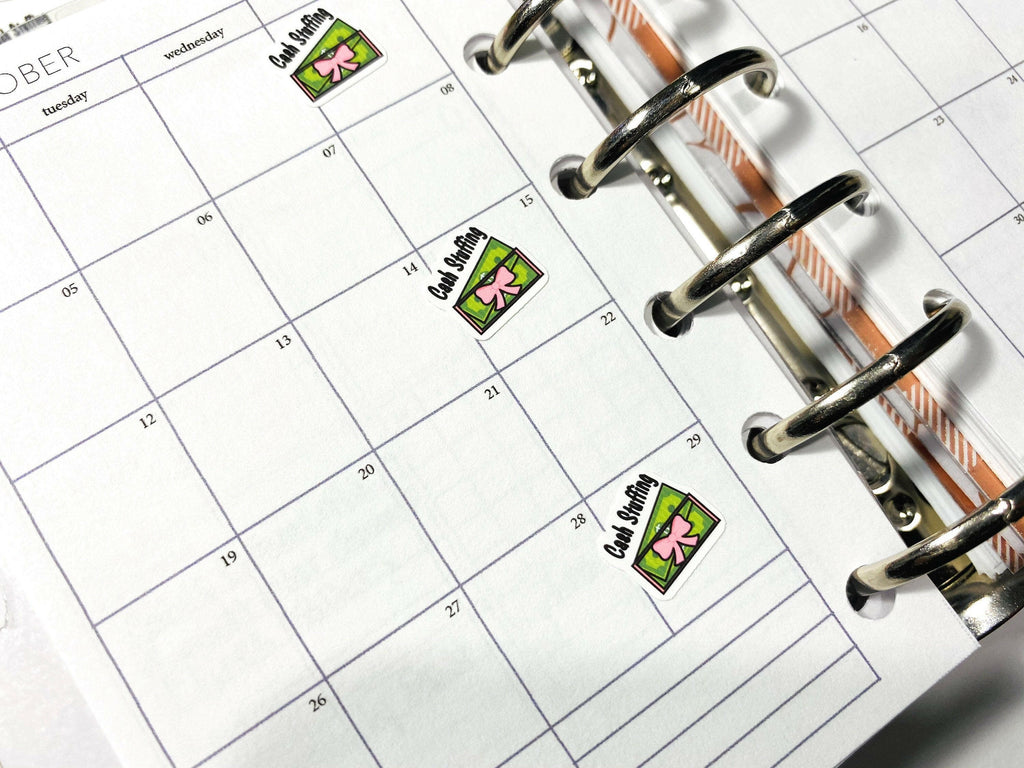 Mini Cash Envelope Stuffing Budget Stickers | Budgeting Planner Pocket Hobonichi Happy Cash 30Count