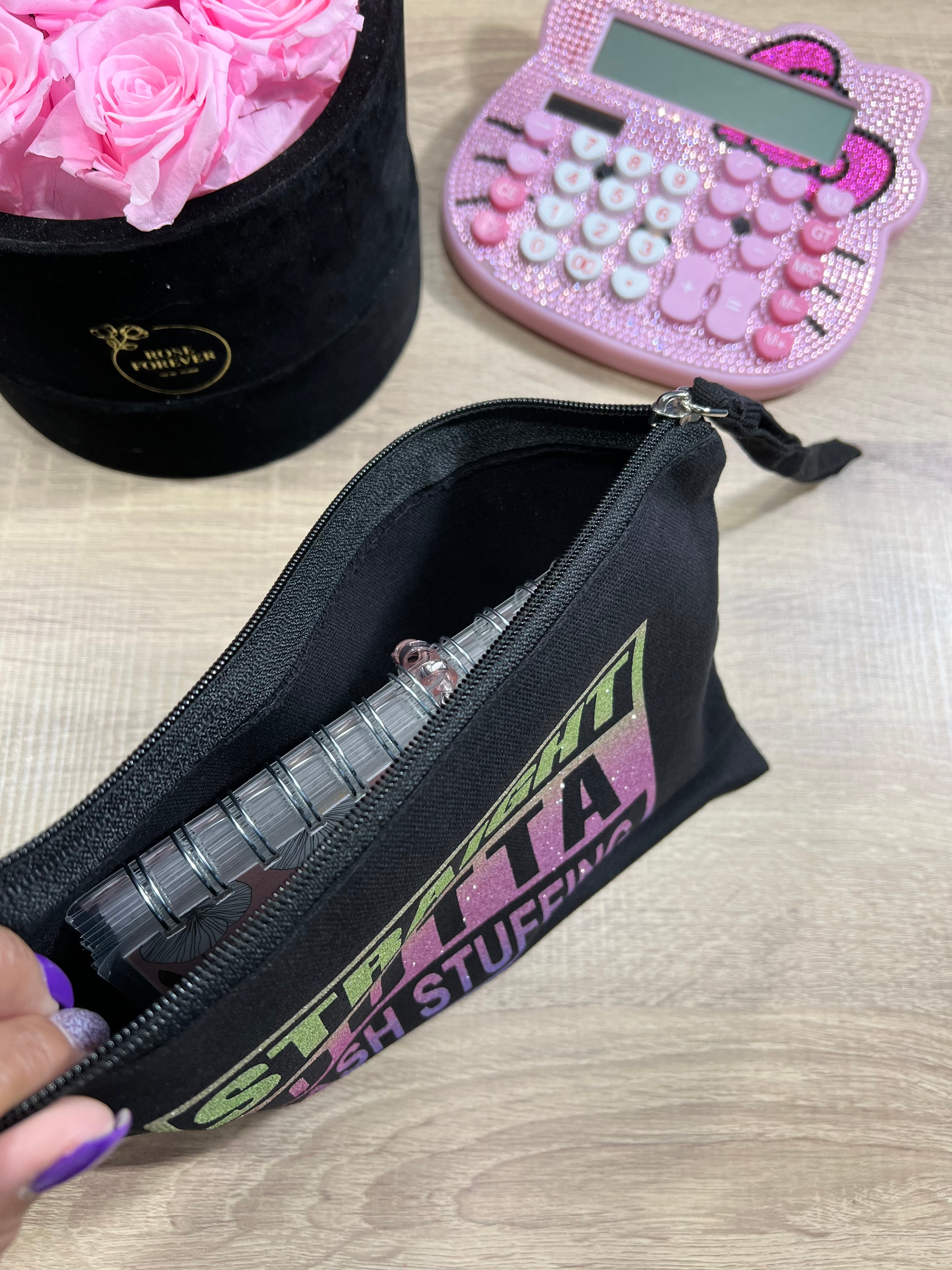 Rainbow Glitter Straight Outta Cash Stuffing Zipper Pouch