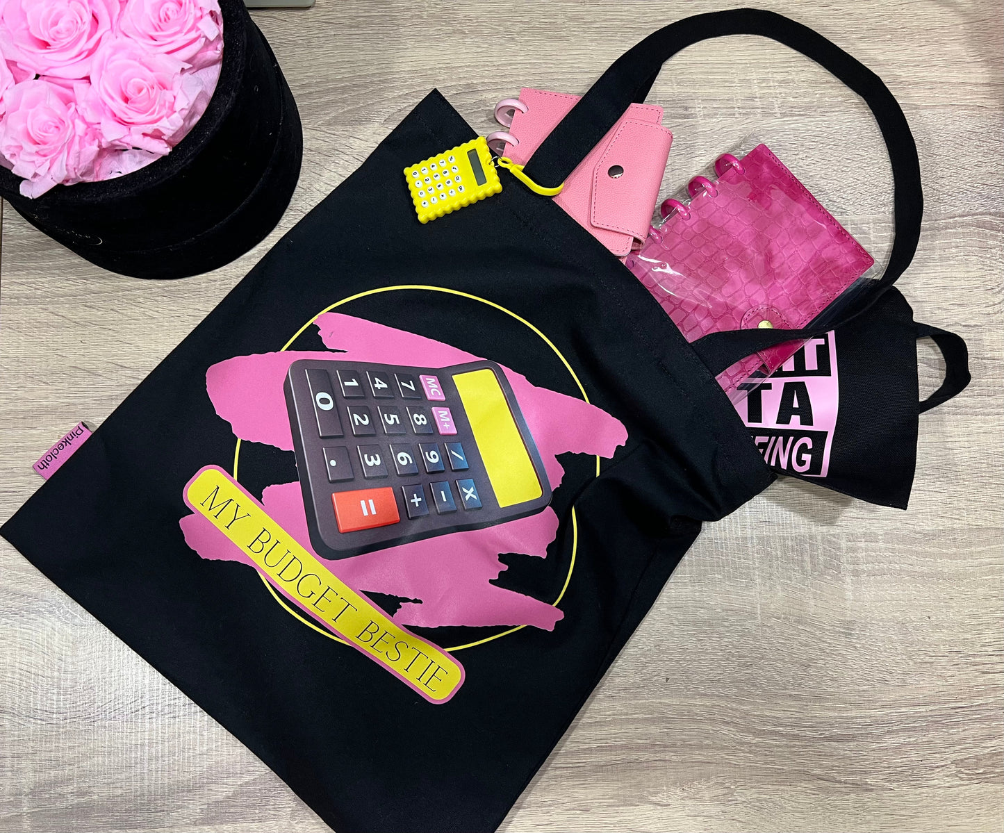 My Budget Bestie Black Tote Bag