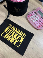 Gold Straight Outta Cash Debt Black Zipper Pouch