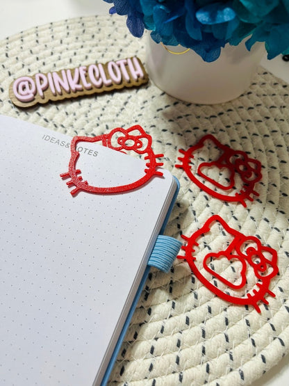 JUMBO Kitty Cat Bow Bookmark Set - PinkeCloth