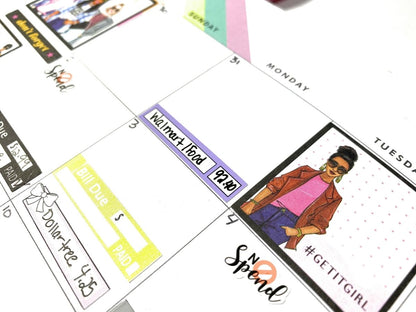 Label Box stickers | multi colored planner stickers | Expense tracking | Budget stickers | 34 count | Labels - PinkeCloth